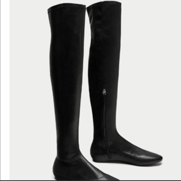 NWT Women’s Zara over knee black flat boot - Picture 4 of 8